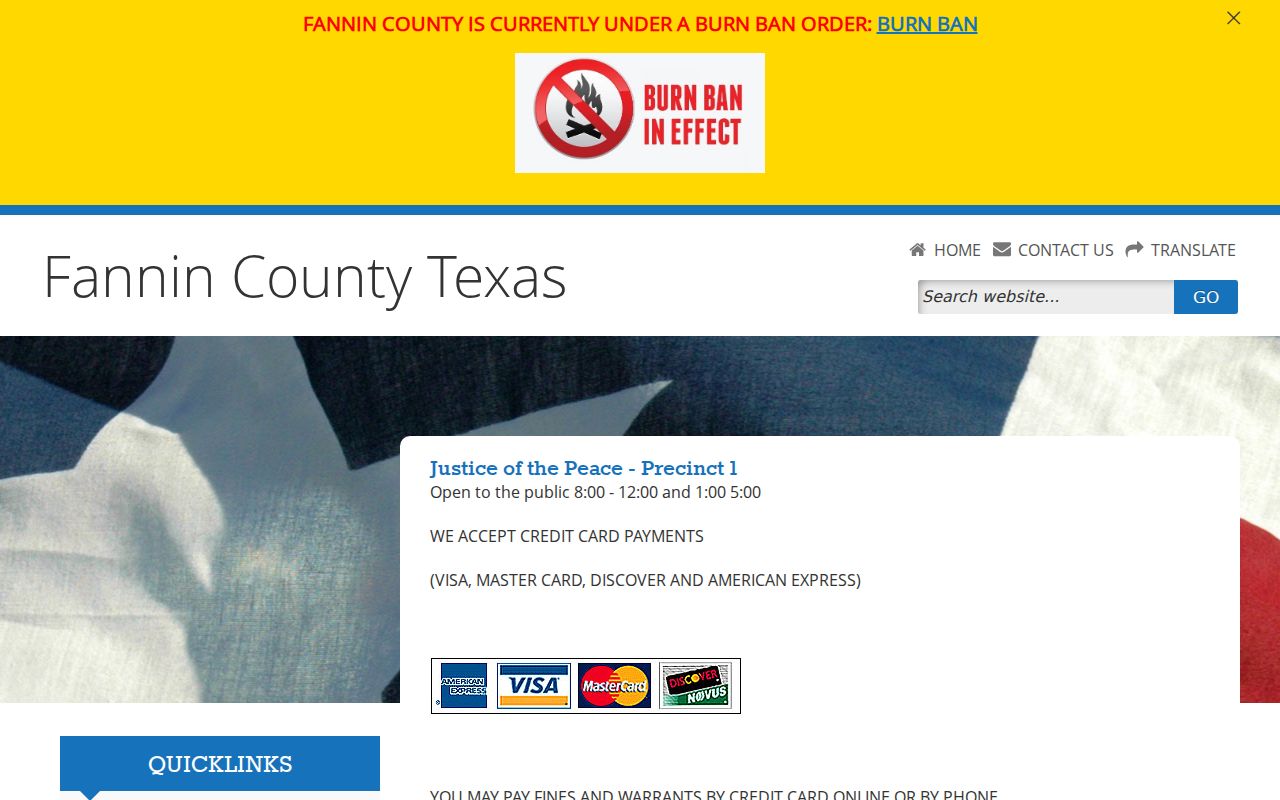 Fannin County JP1 bench warrant payment instructions