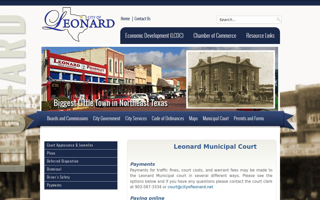 Fannin County traffic warrant payment information for Leonard Municipal Court