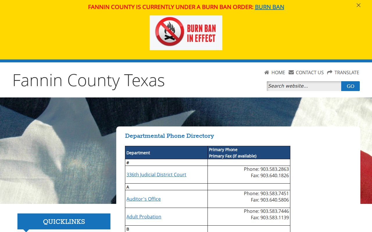 Fannin County warrant records contact directory for courts and law-enforcement offices